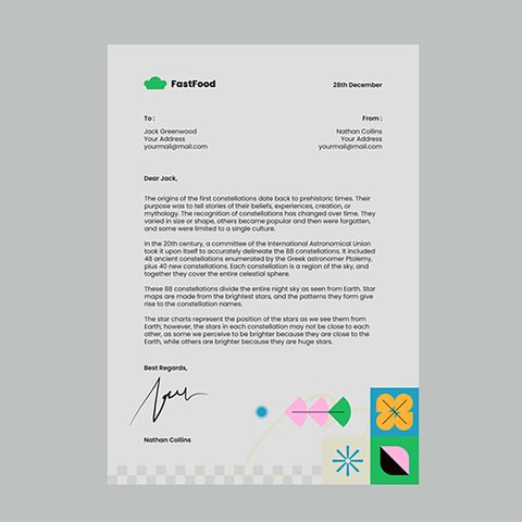 A printed company letterhead
